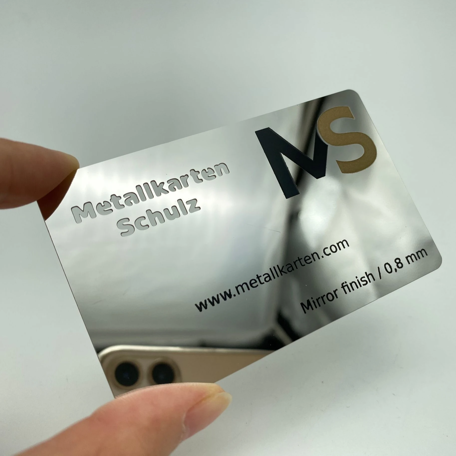 

DU mirror silver business metal cards, Cmyk or pantone