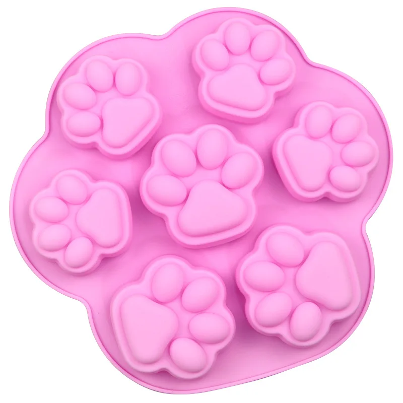 

Silicon Dog Treat Molds Puppy Paw Cake Cookie Silicone Mold Fondant Tool Soap Baking Molds, Pink