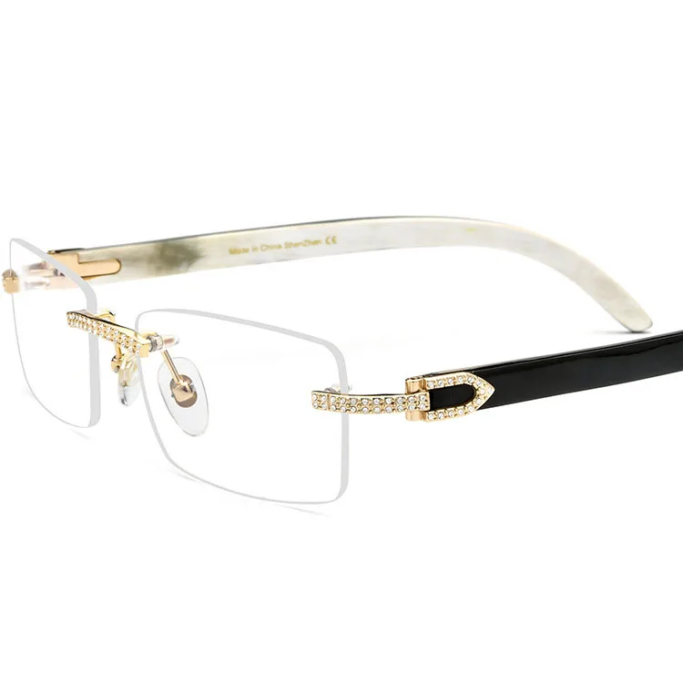 

YTSBL10070 Squared Rimless Square Buffalo Horn Mens optical frame glasses Sunglasses Luxury Eyewear Eyeglasses 2020, 3colors