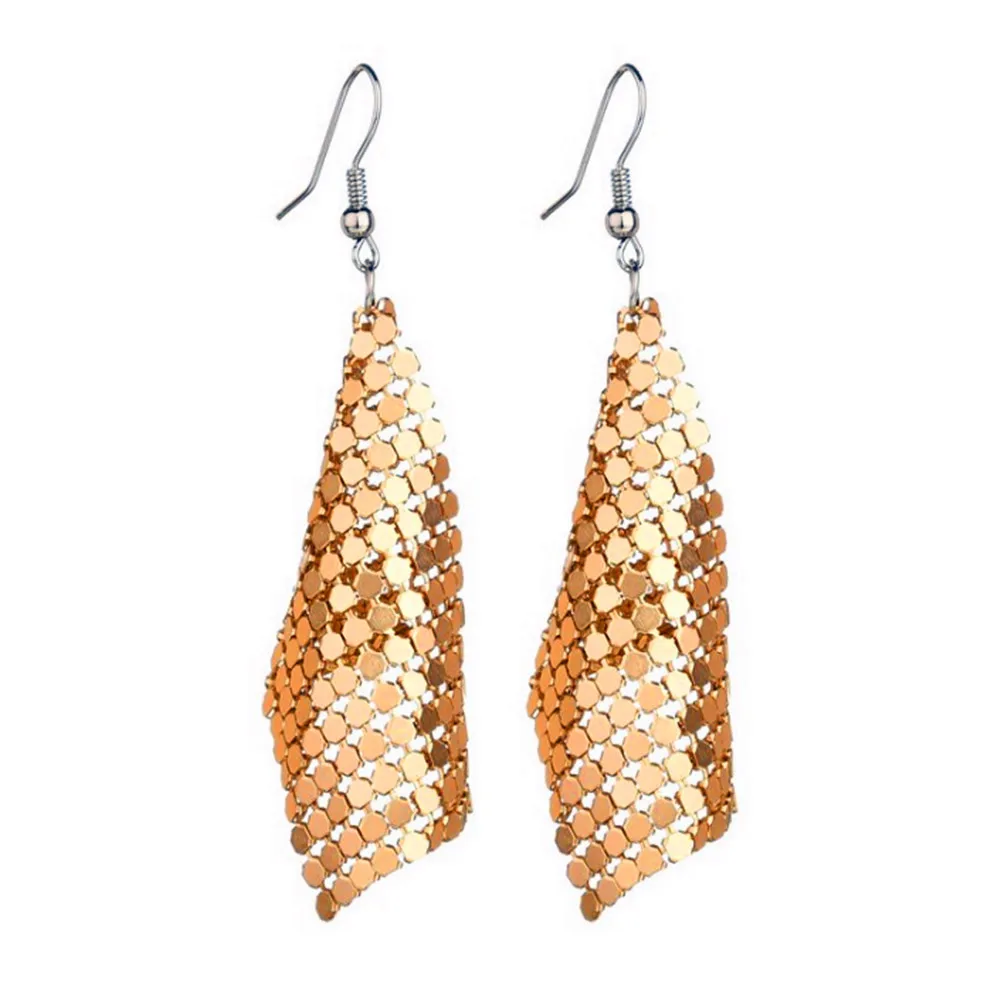 

European and American fashion all-match square variable sequin gold hoop earrings