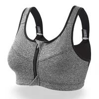 

Professional sports zipper bra without a steel ring to gather yoga sleeping shockproof running no trace sport bra