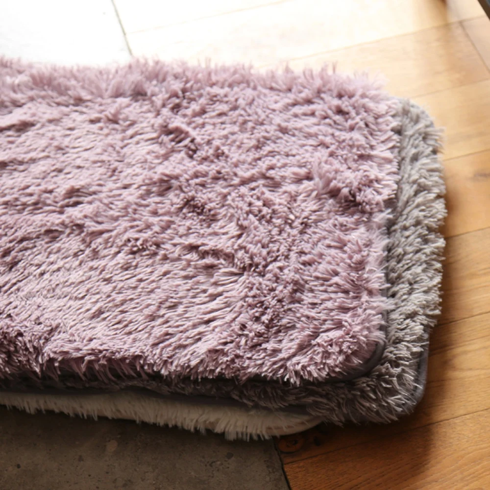 

Factory Price Modern Style Shag hotel toilet anti slip color Solid Polyester shaggy tufted rug, Available or customized