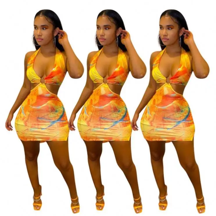 

PEARL New Trendy 2021 Summer Sleeveless Printed Robe Femme Sexy Dress Casual Women Fashion Clothing
