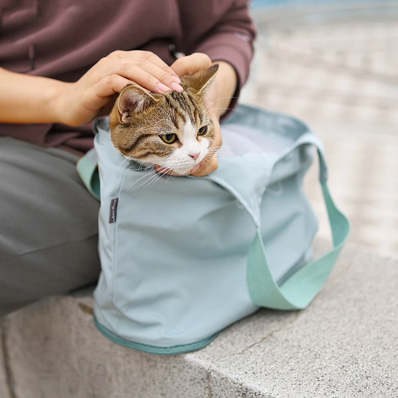 

Wholesale Waterproof Portable Pet Carrier Bag Foldable Pet Bag Breathable Mesh Cat Handbag, 3 colors