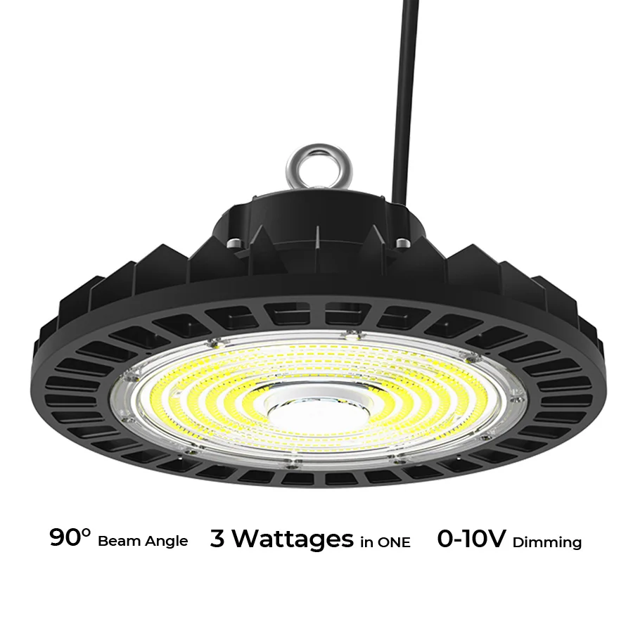 Economic Power Switchable Dimmable 150lm/w IP65 ETL DLC CE SAA Industrial UFO Led High Bay Light