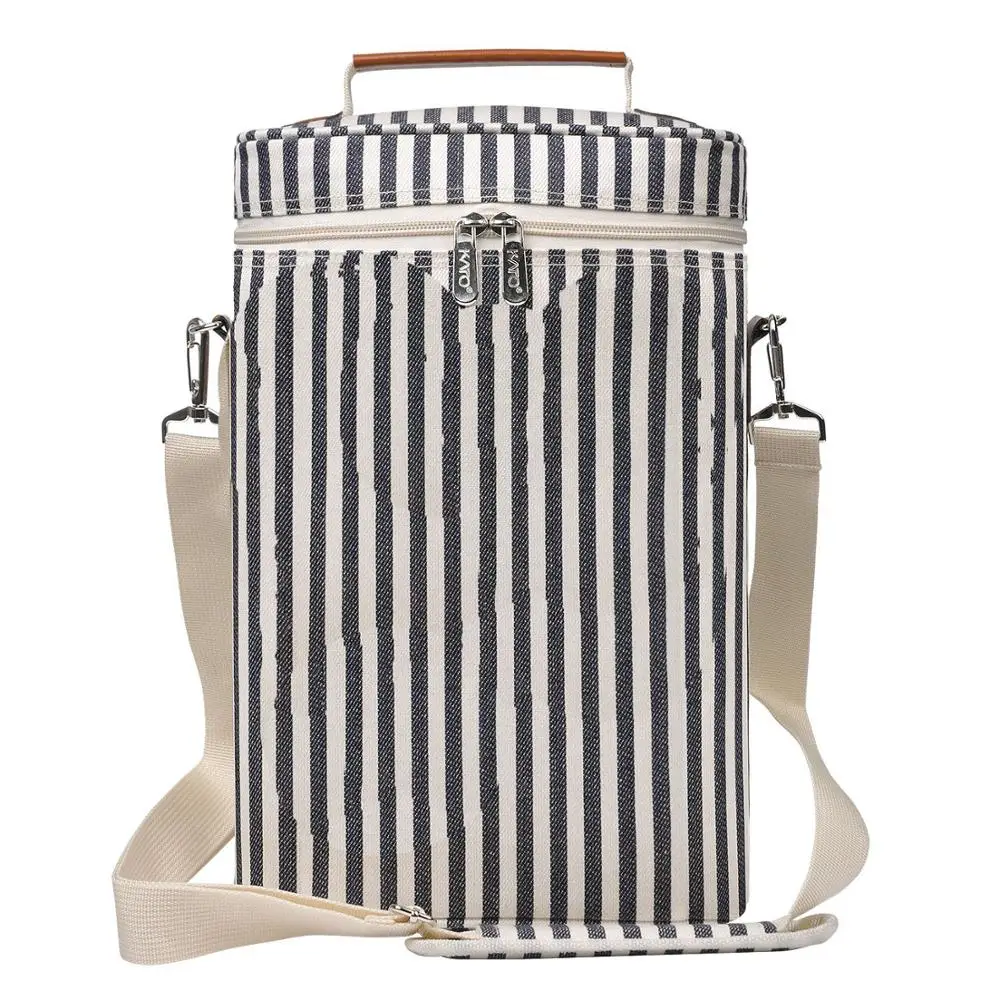 

Insulated Wine Carrier Bag 4 Bottle Travel Padded Wine Carrying Cooler Tote With Handle And Shoulder Strap, Gray&white,customized