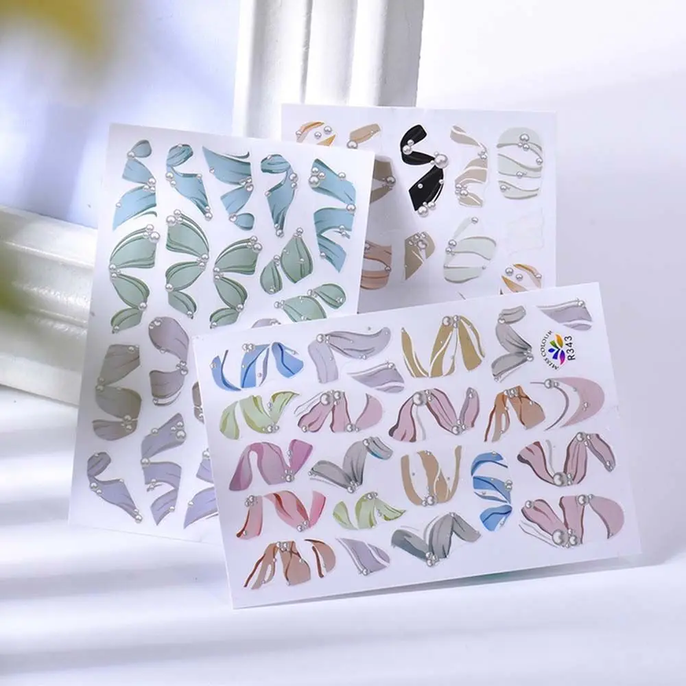 

Ballet Shoes Ribbon Nail Stickers Moroccan Baby Girl Heart Exquisite Rainbow Colors Nail Art Sticker for girls