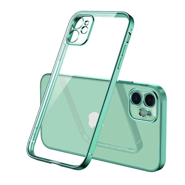 

For Iphone 12 Clear Case,New Ultra Thin Plating Tpu Cellphone Case Cover For Apple Iphone 12 Pro Max 2020 Handy Hulle, Purple,green,silver,red,blue,black