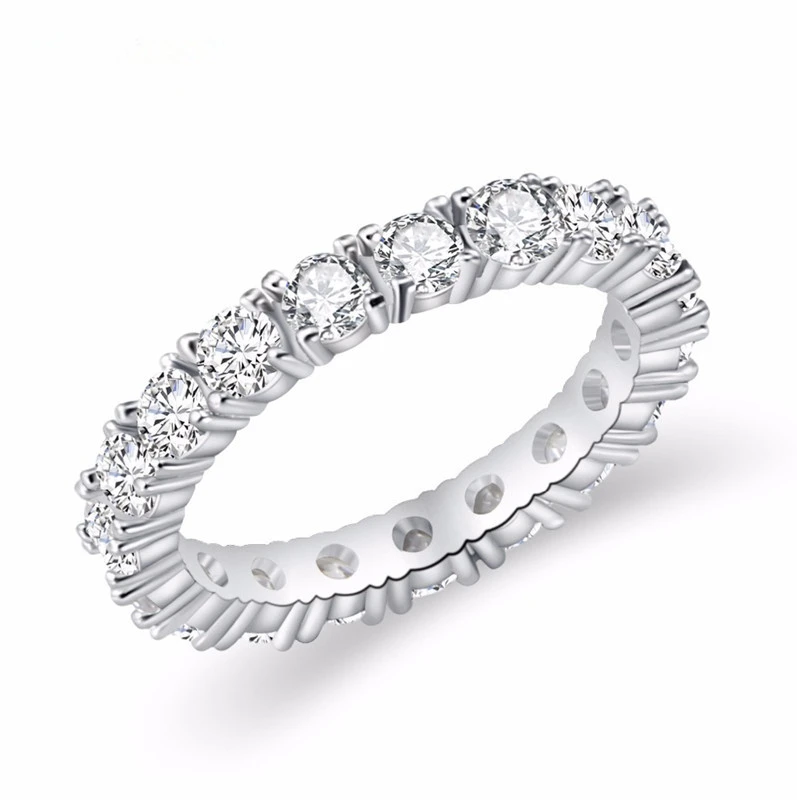 

Fashionable single row full diamond ring zircon personality round ring for women