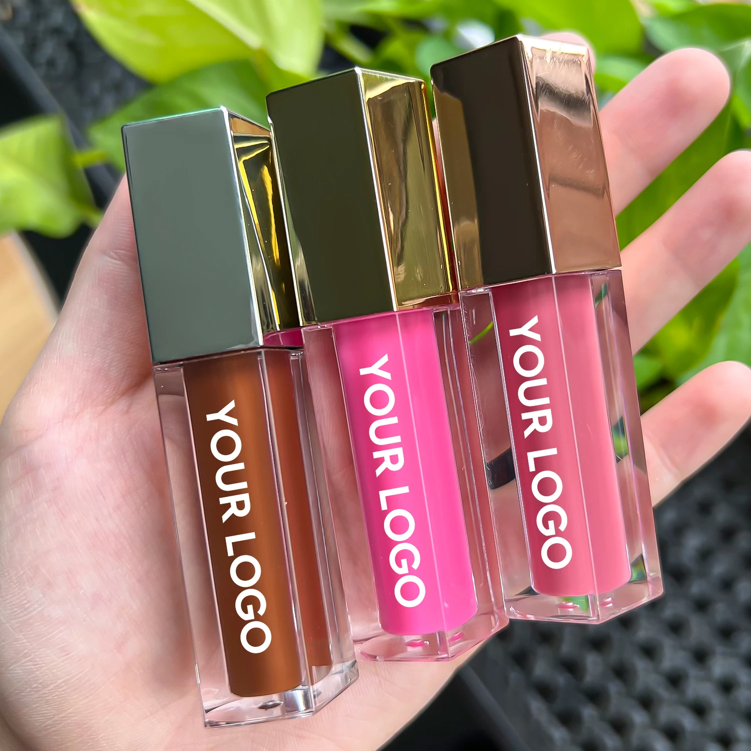 Hexagonal Lipgloss Customized Logo Long Lasting Liquid Lipstick Vegan Waterproof Lip Gloss Empty Containers