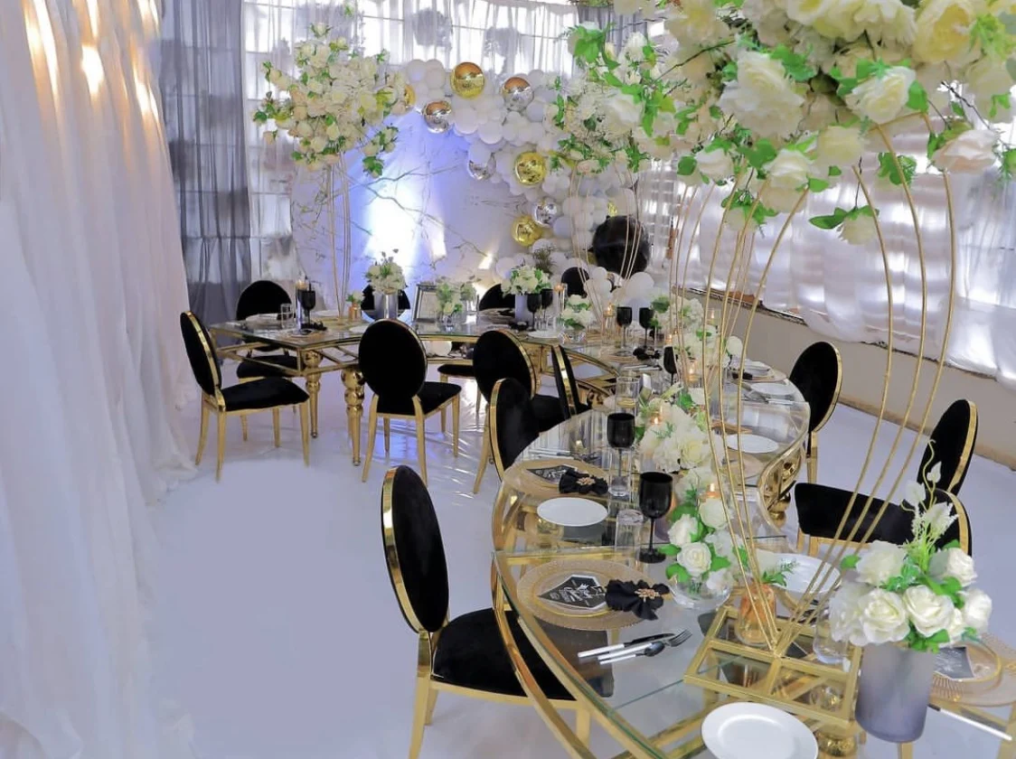 Gold Stainless Steel Wedding Half Moon Shape Banquet Hall S Shape