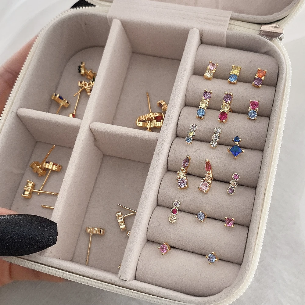

colored cubic zircon 2.5mm single round mimimal earring