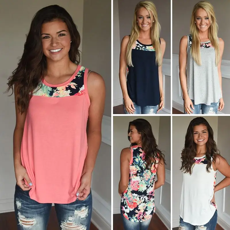 

Women Summer Tanks Stitching Type Blouse Sleeveless Breathable Vest, Photo show