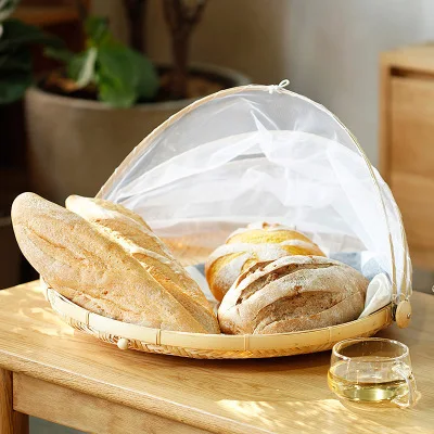 

X068 Bamboo Storage Basket Fruit And Vegetable Steamed Bun Woven Basket Kitchen Living Room Desktop Organize Storage Basket, As oic