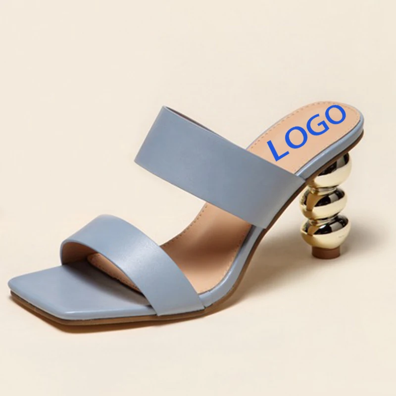 

Drop shipping stiletto heels female custom logo heeled sandals fashion summer women slipper sandals heels for women