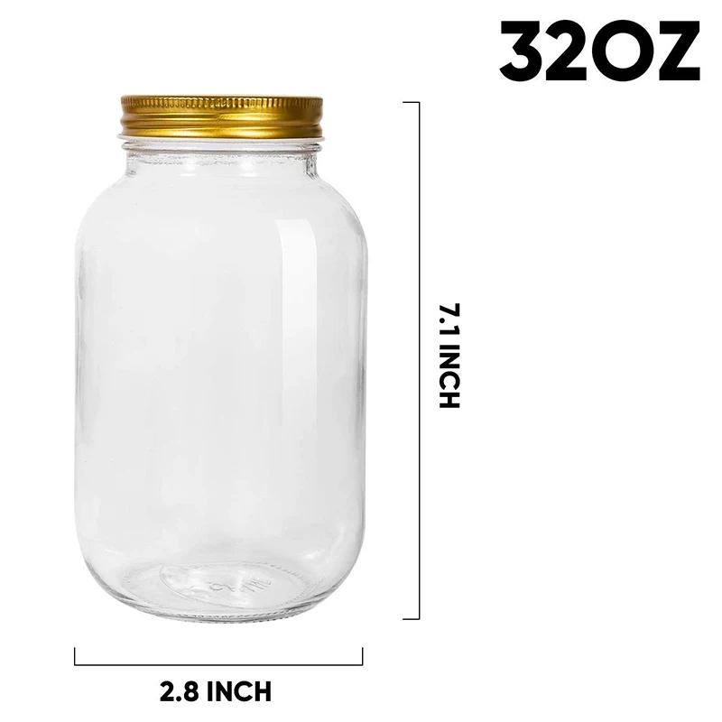 Large Glass Jar 1000ml Glass Food Storage Mason Jar with Lid for Honey  Canning Pickle Spice - China Mason Jar and 32oz Mason Jar price