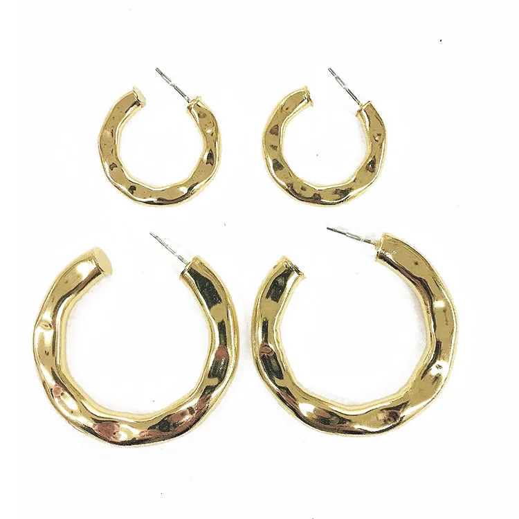 

EM1154 High Quality Chunky Shiny Gold Plated Thick Hollow Chubby Endless Hoop Earrings,Large Open Gold Hoops