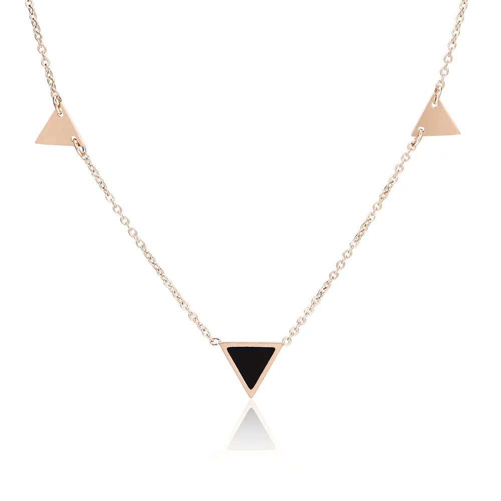 

Hot Sale Stainless Steel Rose Gold Plated Fashion Womens Triangle Charm Necklace