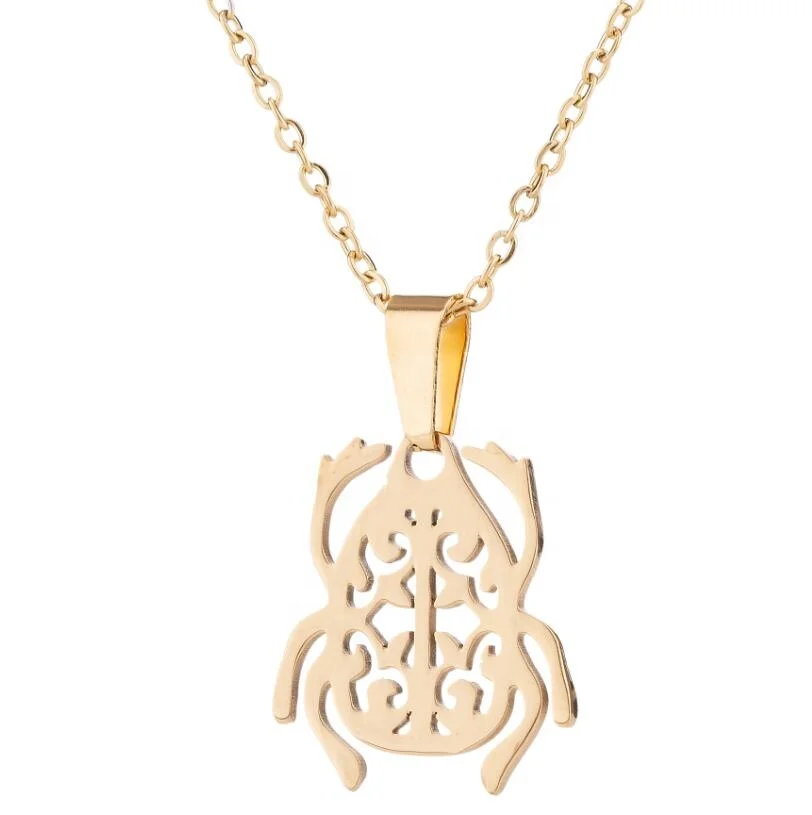 

Newest kalung Women Jewelry Necklace Inspired Scarab Pendant Necklace Minimal Insect Egyptian Amulet Jewelry