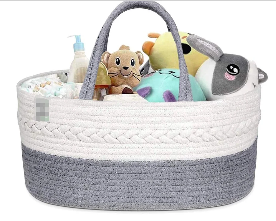 

Amazon Hot Sale Baby Diaper Caddy Organizer With Handle Rope Nursery Storage Bin For Changing Table And Car Organizer