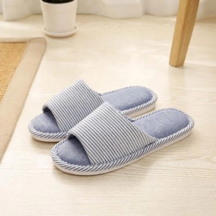 

TX new arrival color stripe slides 2022 new winter warm pink fluffy soft home cotton plush slippers/slides