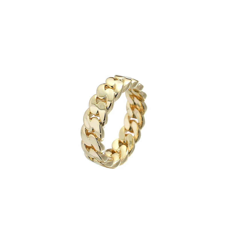 

Blues RTS Hip hop 6mm 5mm 10mm brass Gold Silver Plated high polished Cuban link Ring