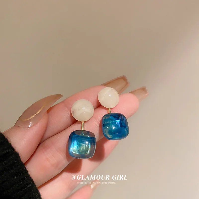 

blue dangle fashion jewelry resin acrylic earrings