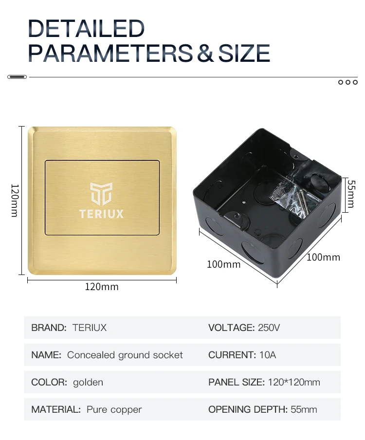 Wholesale rj45 standard brass network  hidden floor socket box