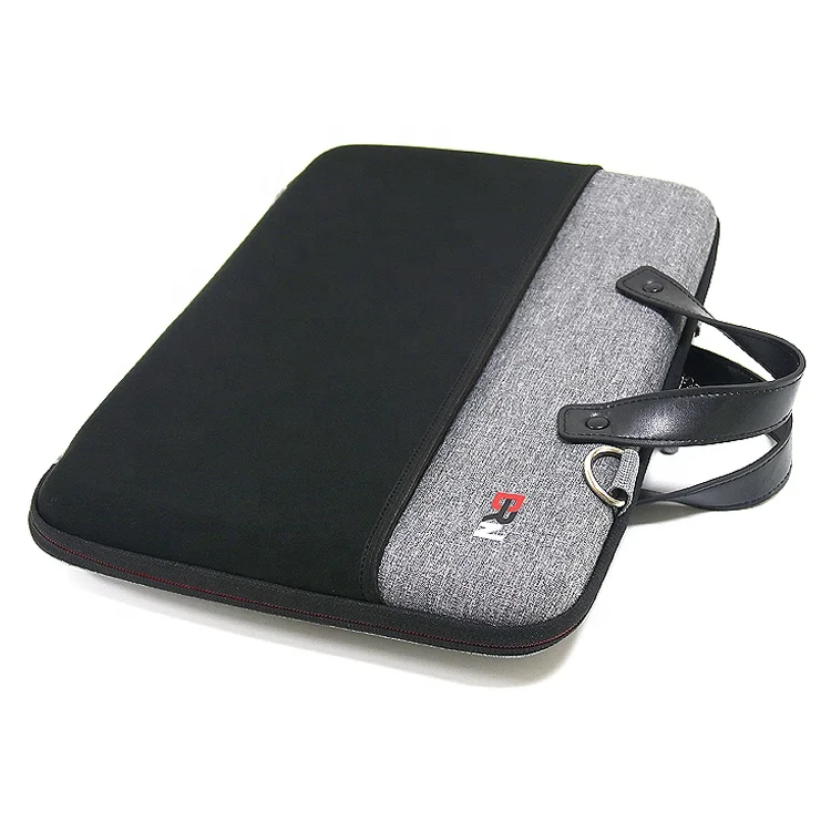 

Custom logo leather handle rectangle black business neoprene laptop cases with Shoulder strap case eva laptop sleeve, Black or customized