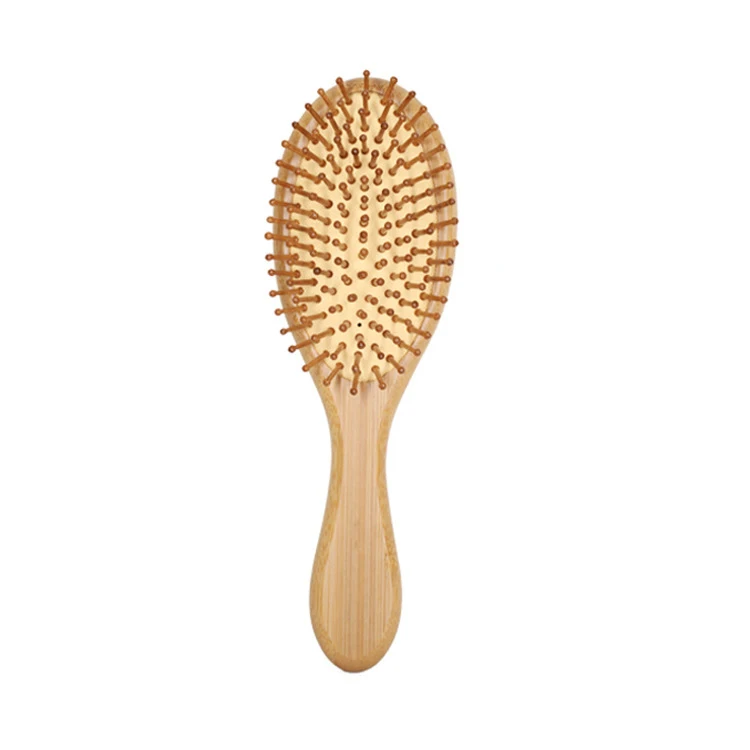 

FOCSTAR Natural Bamboo Eco-friendly Hair Brush with Bristles, Massages Scalp Anti-Static Hair Detangle Comb (BTD1024), Wood color