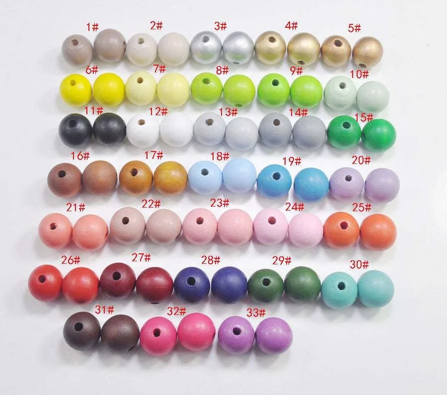 

16 mm Wholesale Bulk Bracelet Circle Wood Beads DIY Handmake Coloful Plated Bangle Wooden Customize Beads For Children's Toy