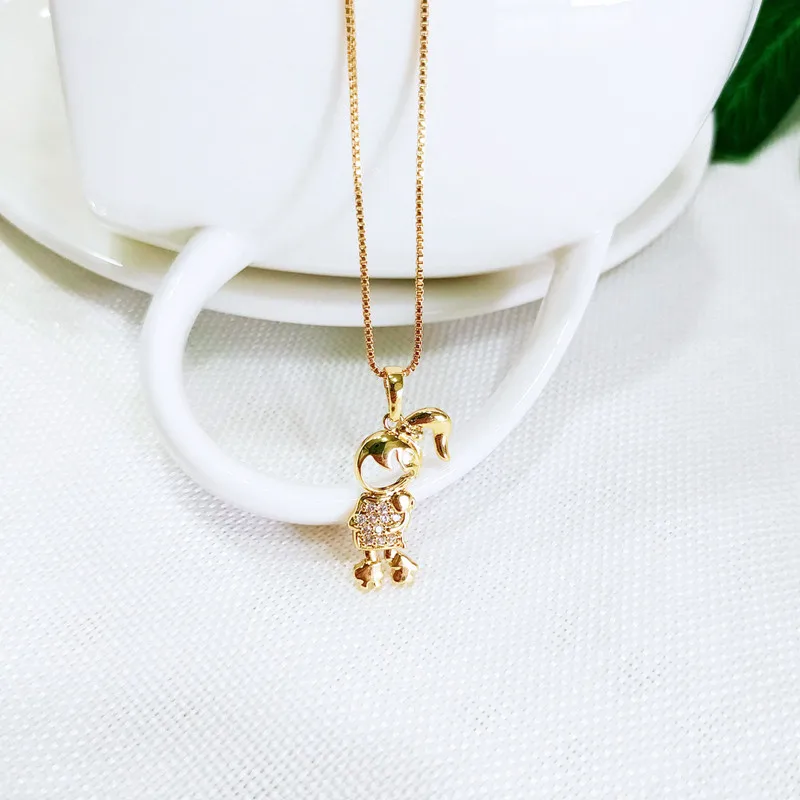 

foxi cute kids children boy girl jewelry gold plated pendant necklace
