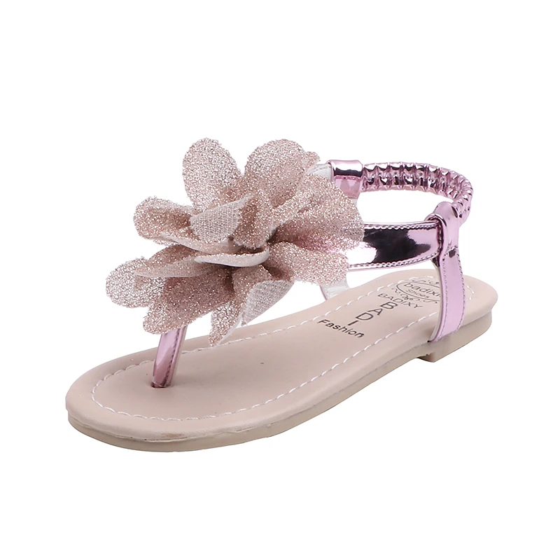 

Fashionable children shoes flower children wedding party dress princess beach sandal children girls thong sandal hard Sole