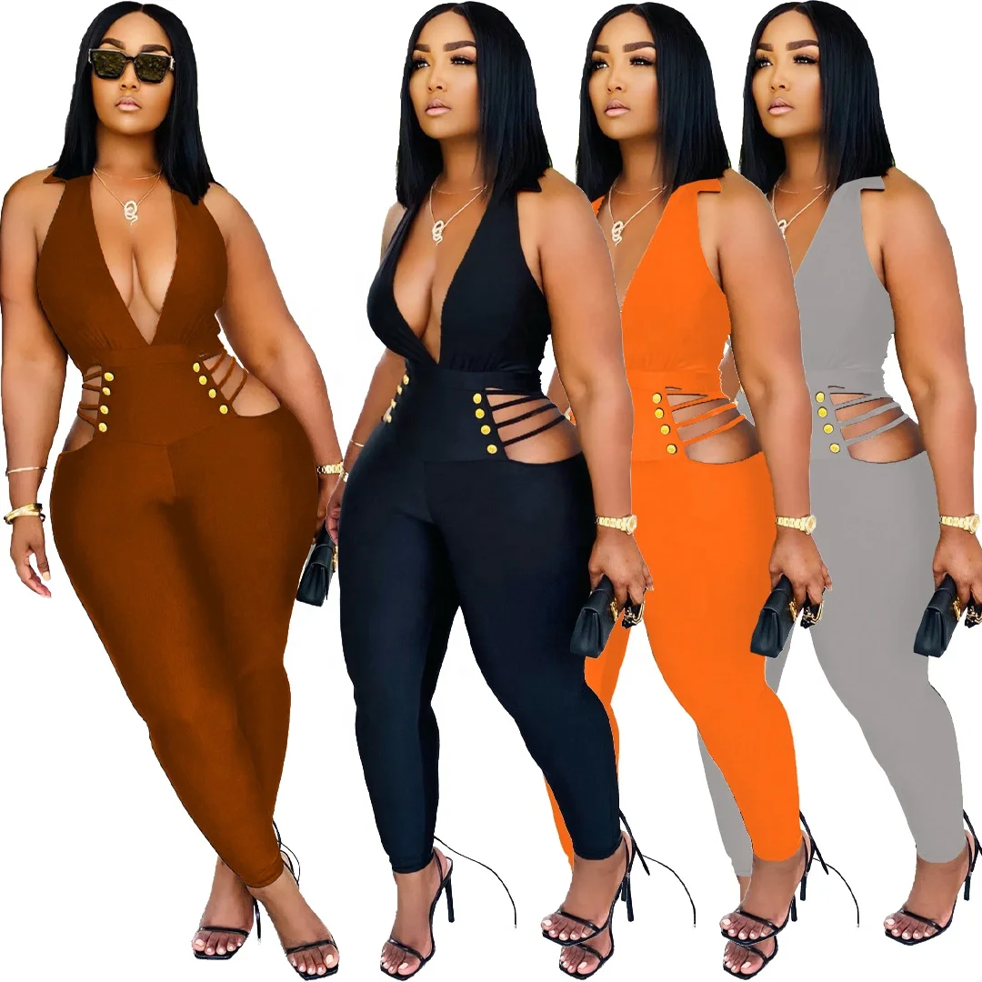 

2022 Women Clothing Fashion Summer Bodycon Jumpsuits Pants Girls' Sexy Outfits Clothes One Piece Rompers Jumpsuits For Ladies, Picture color