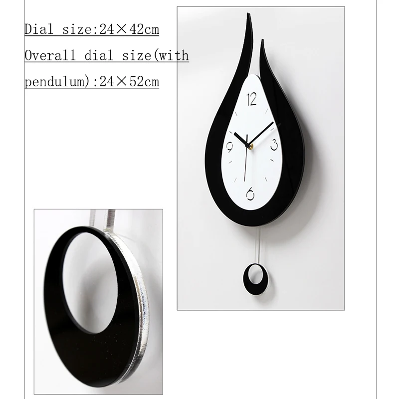 
Hot selling high quality acrylic creative water drop home decoration rocking wall clock 