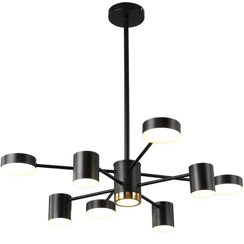 Wholesale Designer Living Room 6 Lights Modern Black Iron 24 Inch Led Pendant Lamps Low Ceiling Chandelier