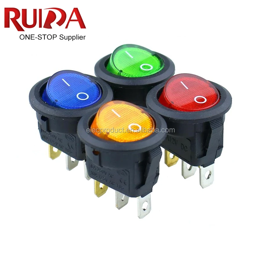 5 X Car 12V ON/OFF Round Rocker Boat Toggle Switch Push Button High Quality PB 