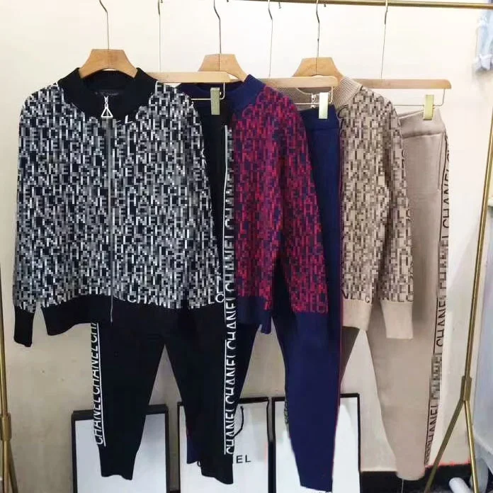 

Luxury Knit zipper sports suit set Famous Designer Brand Jogger Suit Sweatsuit