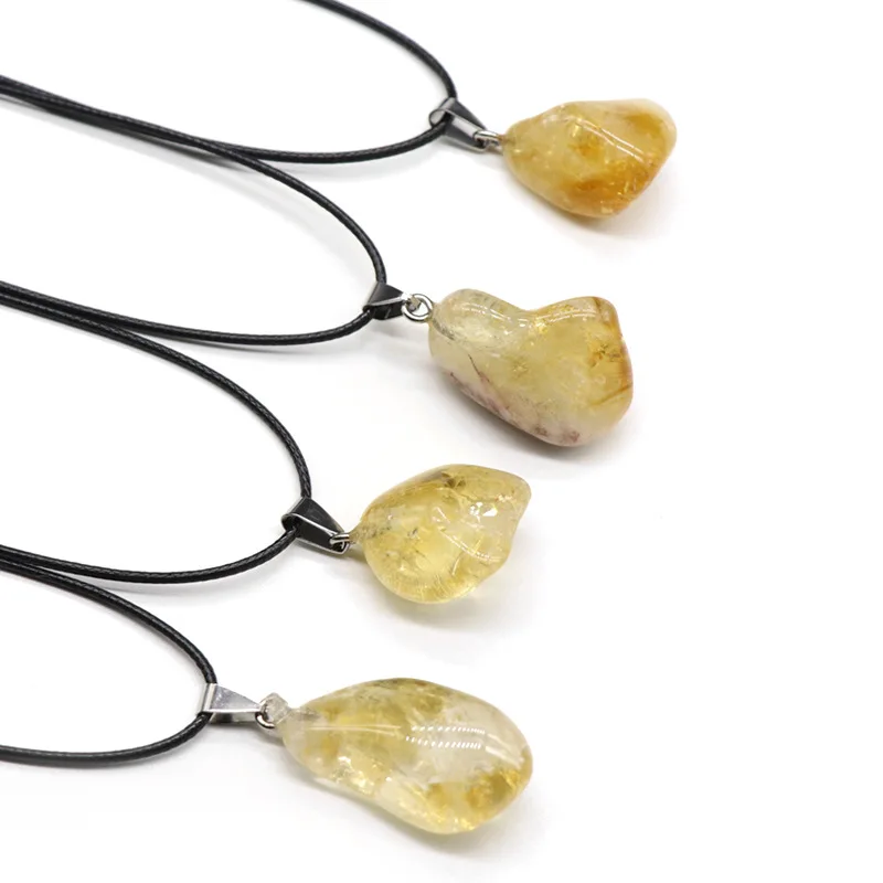 

natural crystals healing stones necklace Citrine quartz irregular shape raw crystal pendant