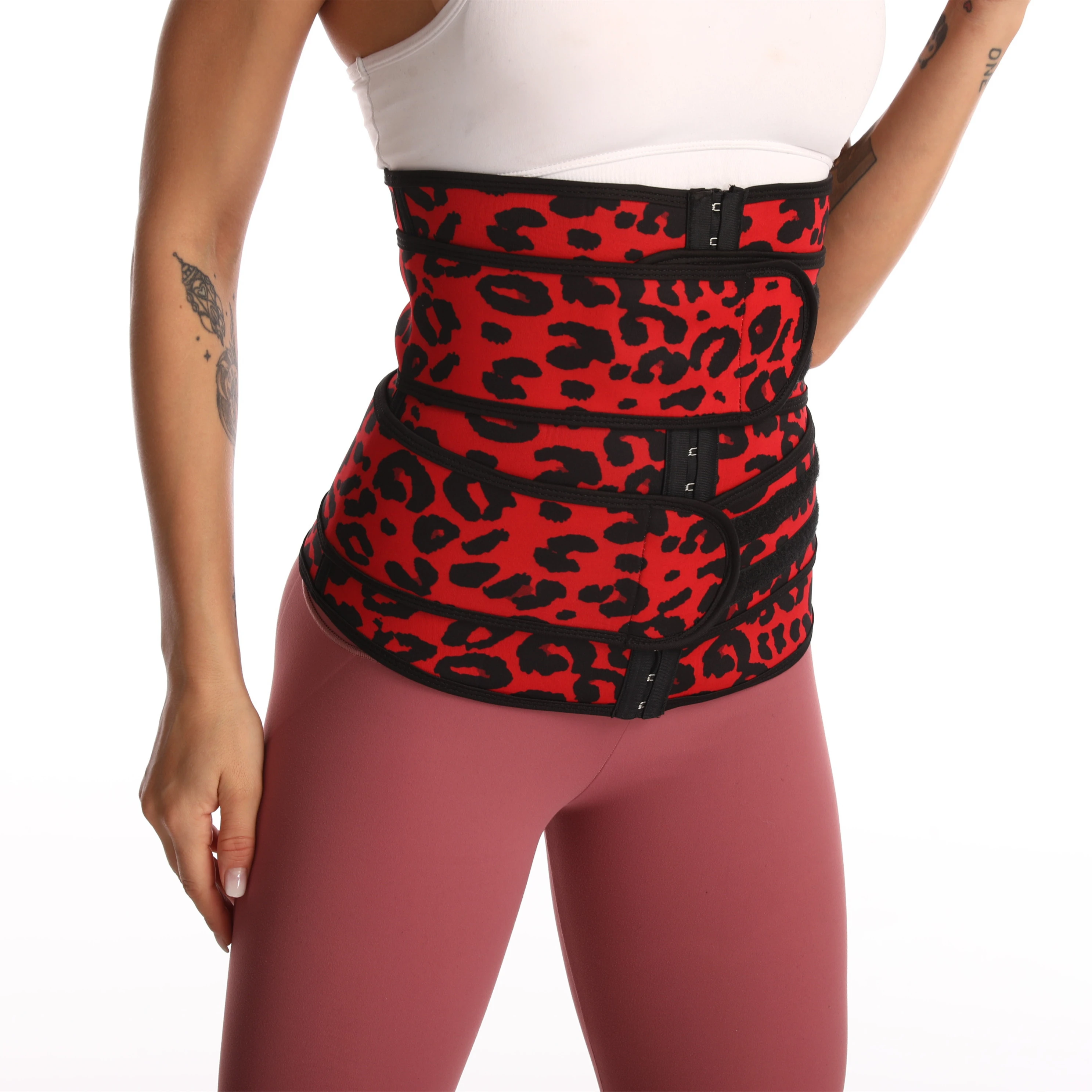

Popular Leopard Print Single Belt Neoprene Waist Trainer Corset for Women, Customized color