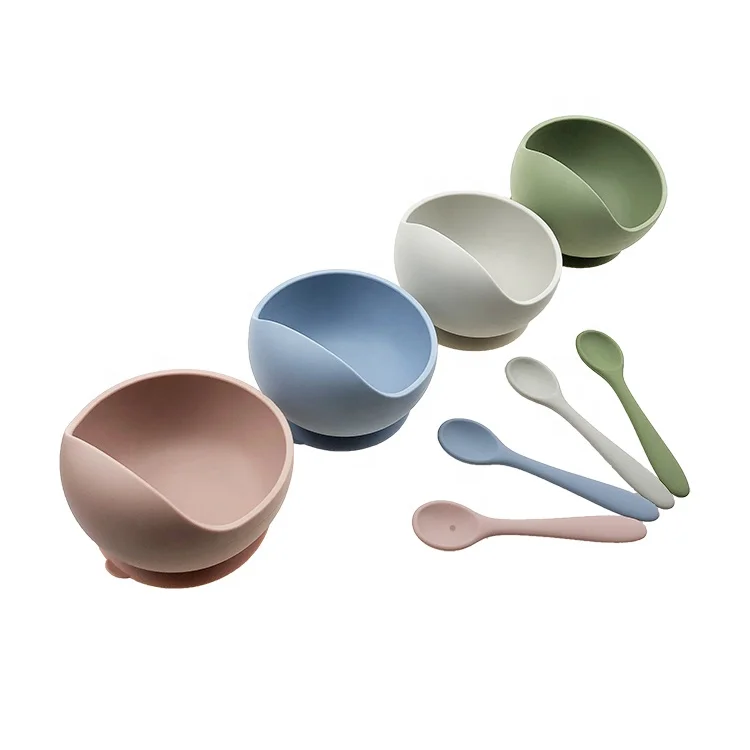 

Eco-friendly Heat Resistant Suction Silicone Baby Feeding Bowl with Spoon