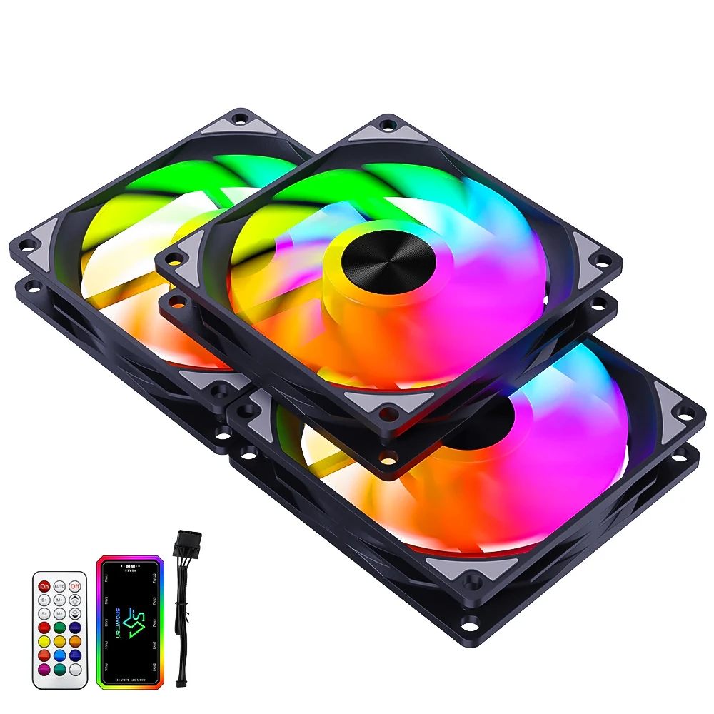 SNOWMAN 120mm Fan With Remote Controller Programmable RGB Pc Cooler Fan For Computer Case Cooling