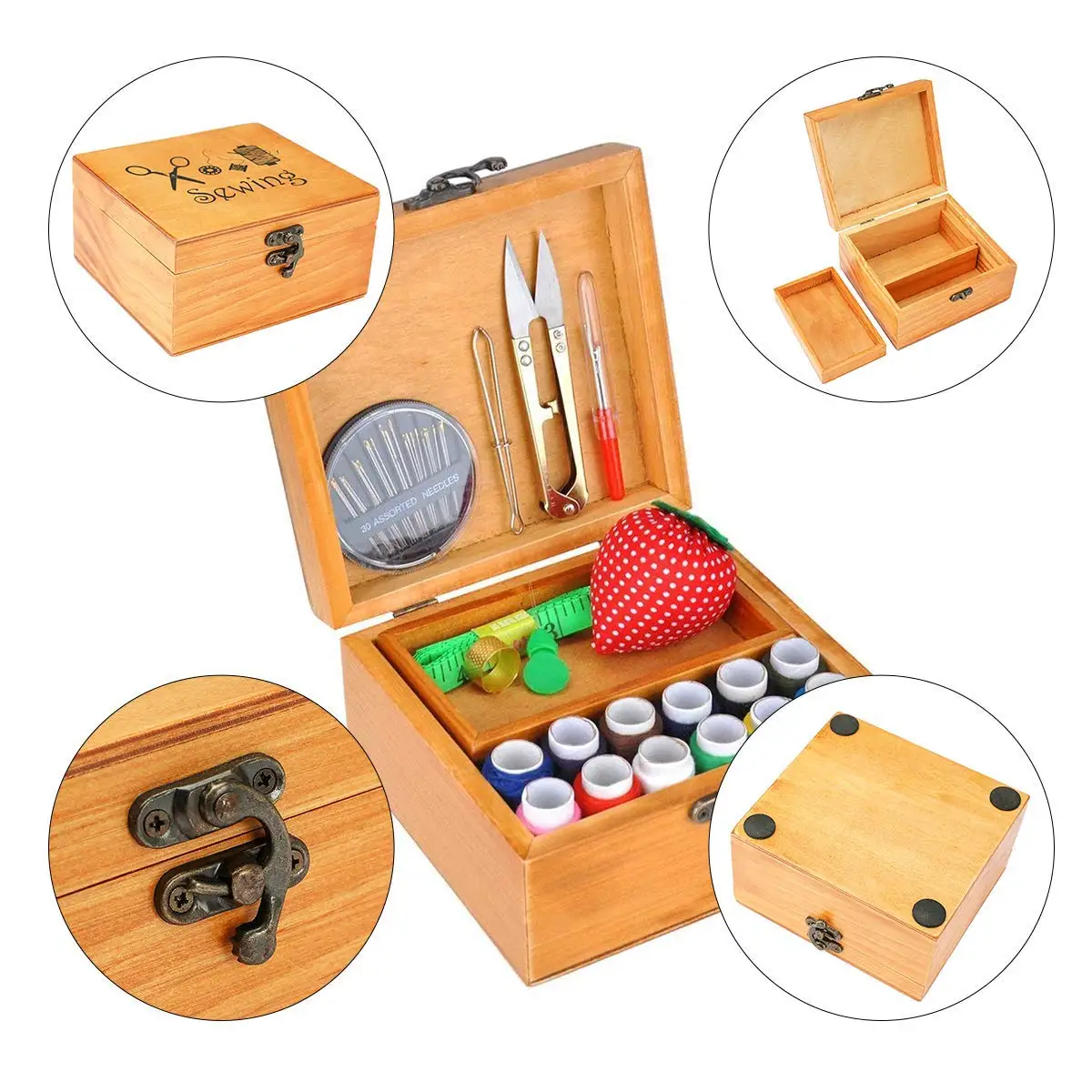 Custom Mini Diy Wooden Sewing Basket Set With Wooden Sewing Box Buy Sewing Kit,Custom Sewing