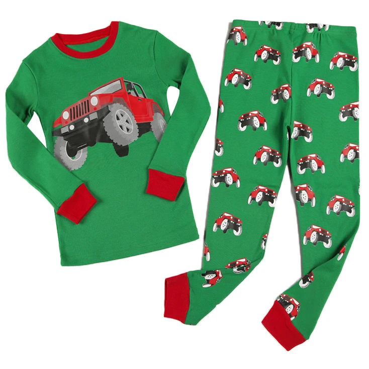 

Christmas pajamas baby kids car cartoon printing cotton wholesale pajama sets
