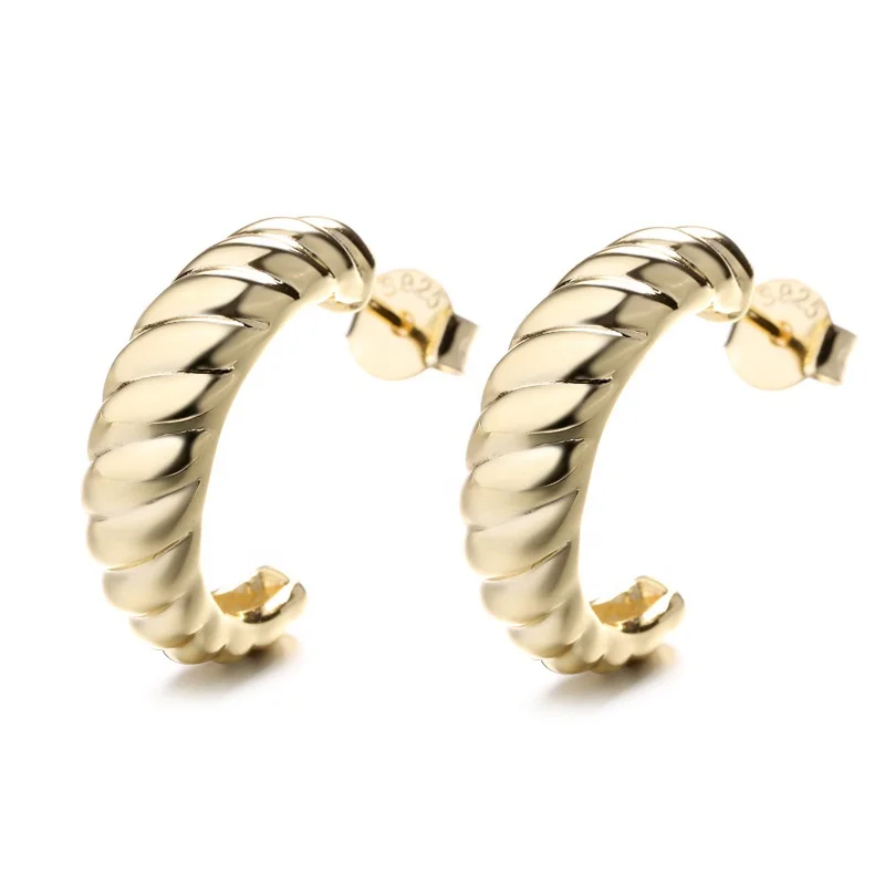 

Hot selling Amazon Jewelry 925 sterling silver earring Ox horn vogue Party gold plated sterling silver stud earrings, White gold (rose gold, yellow are avaliable)