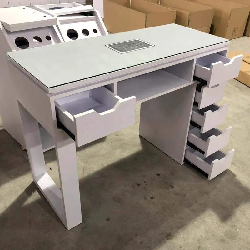 
Modern manicure table nails bar salon furniture nail dust desk nail tables with glass top 