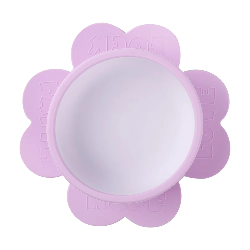

Eco-friendly Adsorbed On The Table Round Clover New Baby Silicone Suction Kids Plate Bowl