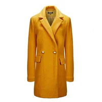 

2019 Women Winter Warm Long Turn-down Collar Windproof Wool Trench Coat For Lady