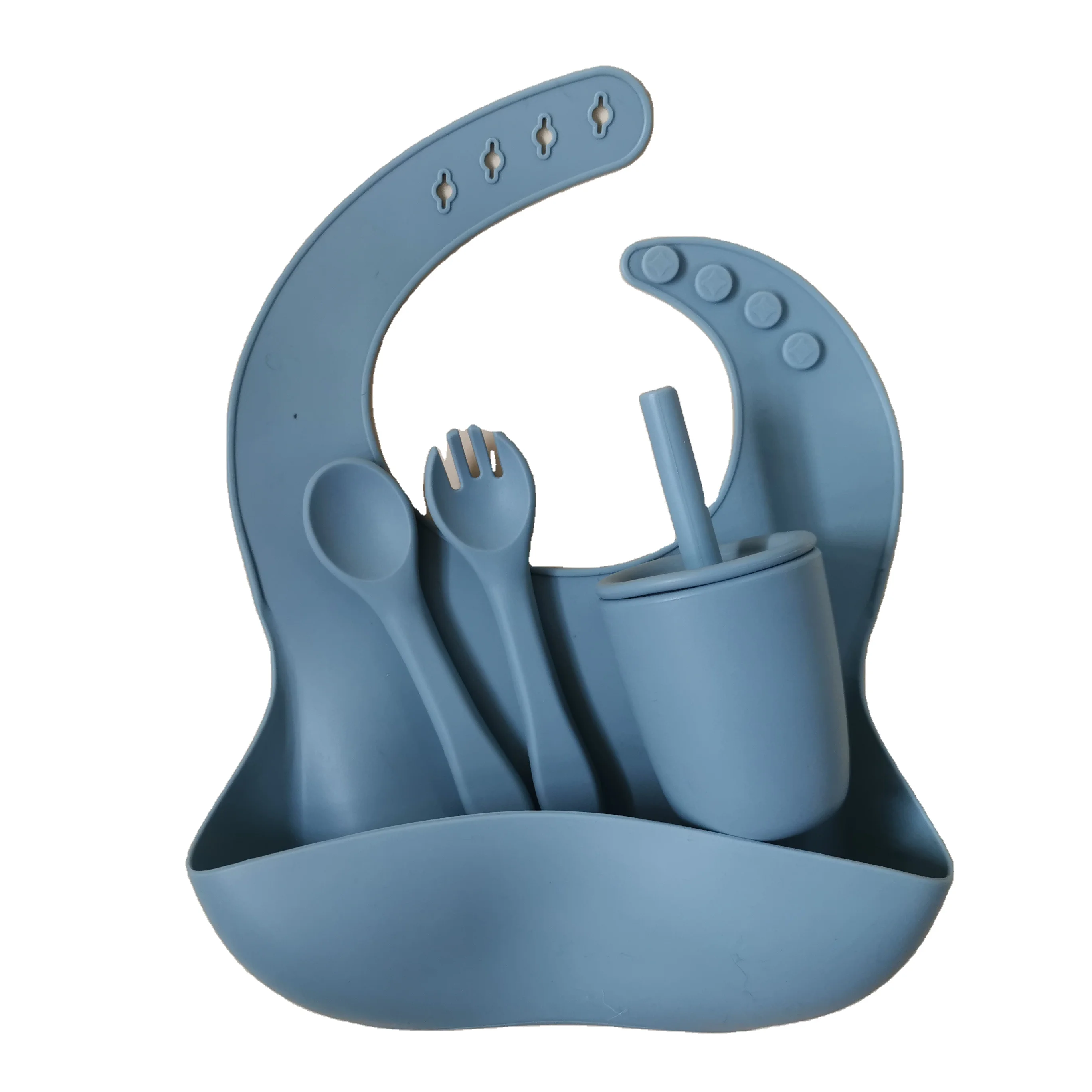 

E-commerce Top Seller Wholesale Cute Food Grade Waterproof Mushie Silicone Baby Bib, Multi color