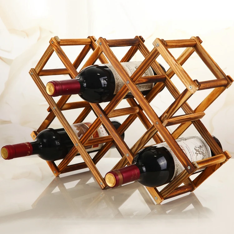 
2020 Custom New Arrival Wooden Wine Bottle Holders Creative Practical Collapsible Living Room Cabinet Red Wine Display Racks 
